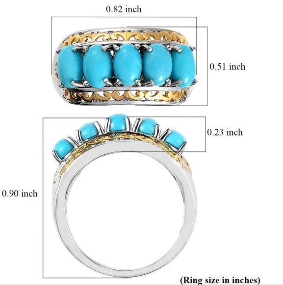 Sleeping Beauty Turquoise Ring in Vermeil YG and Platinum Over Sterling Silver - Picture 9 of 9